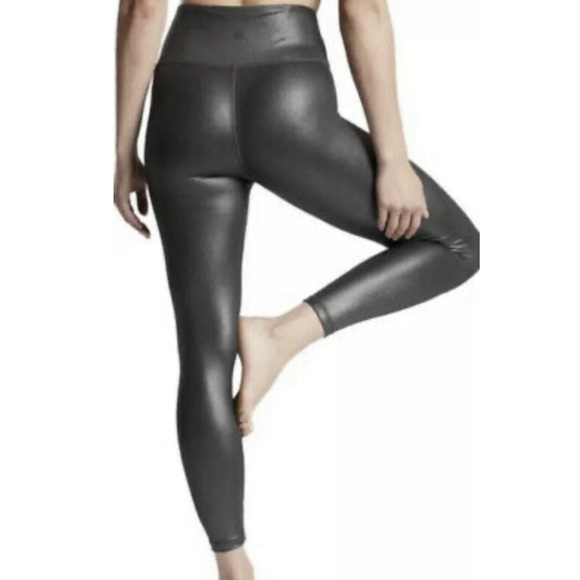 Athleta Elation High Rise Gray Silver Shimmer Leggings M - Picture 3 of 13